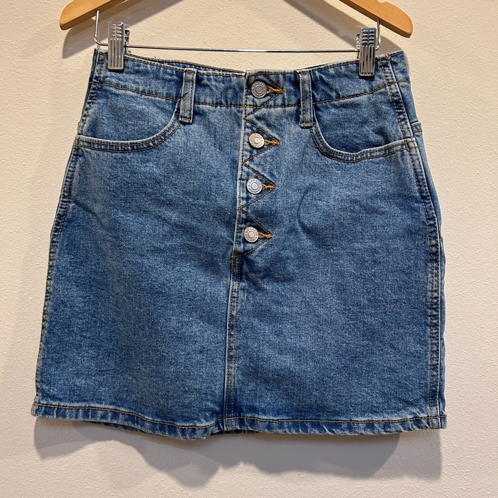 Garage Blue Denim Button-up Skirt